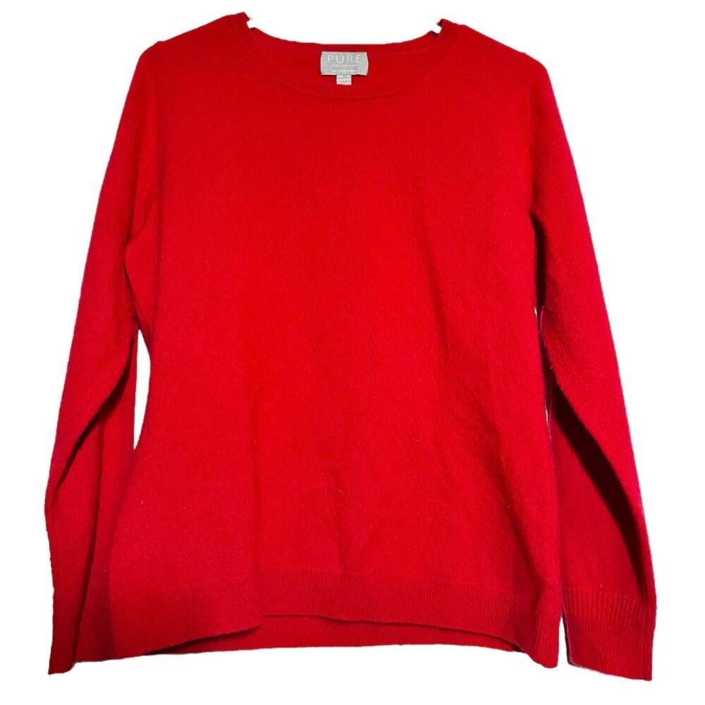 Pure Collection 100% Cashmere Sweater Pullover Crew Neck Knit Red 8/10 M